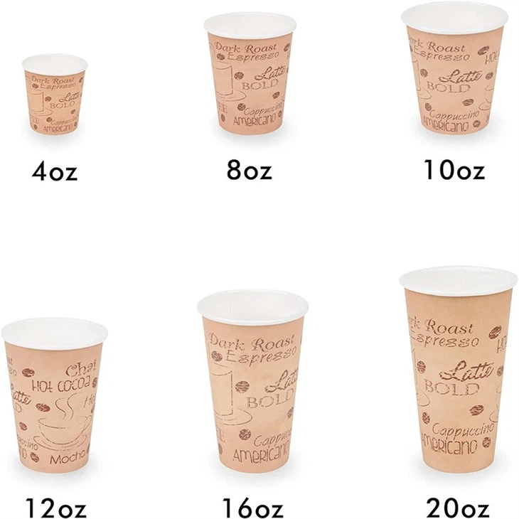 different size coffee cups